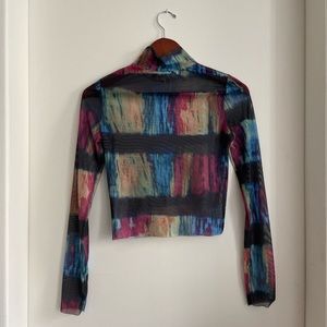 Mesh turtleneck long sleeve with thumb holes